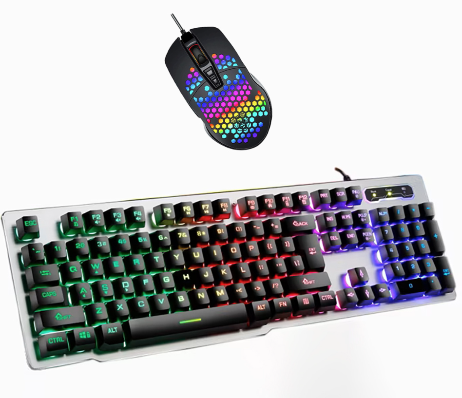 Set tastatura si mouse gaming Andowl QK809 USB iluminare RGB